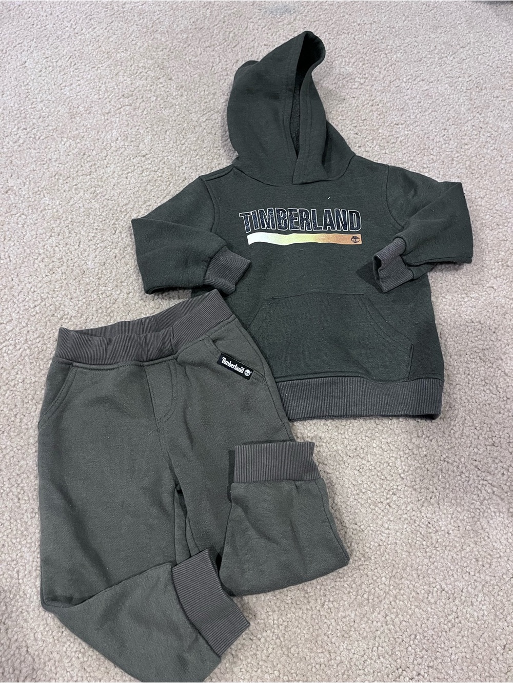Timberland Toddler Green Hooded Sweatshirt & Jogger Set 24M